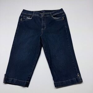 Bandolino Brady Dark Wash Denim Capri Jeans Womens Size 10 Stretch Cropped
